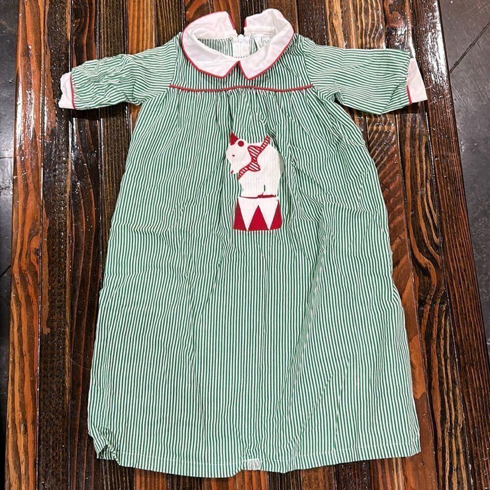 Vintage Lisa Jackson Vertical Stripe Collared Dress 3M